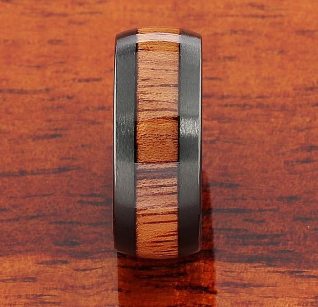 Black Brushed Koa Wood Ring - Sandy Coast Life