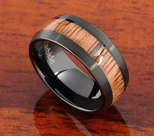 Black Brushed Koa Wood Ring - Sandy Coast Life