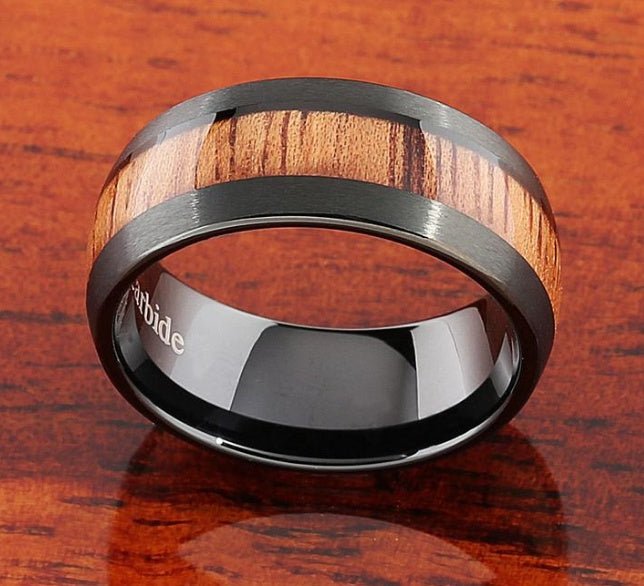 Black Brushed Koa Wood Ring - Sandy Coast Life