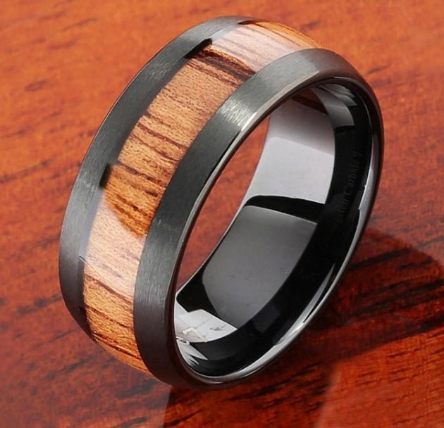 Black Brushed Koa Wood Ring - Sandy Coast Life